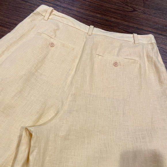 NWT Madewell Sz 16 Harlow Wide-Leg Linen Pants Light Straw Yellow Pleated NJ996 - Picture 5 of 12